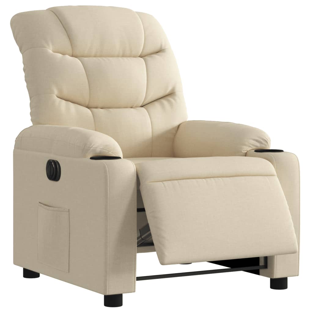 vidaXL Fotoliu rabatabil electric, crem, material textil