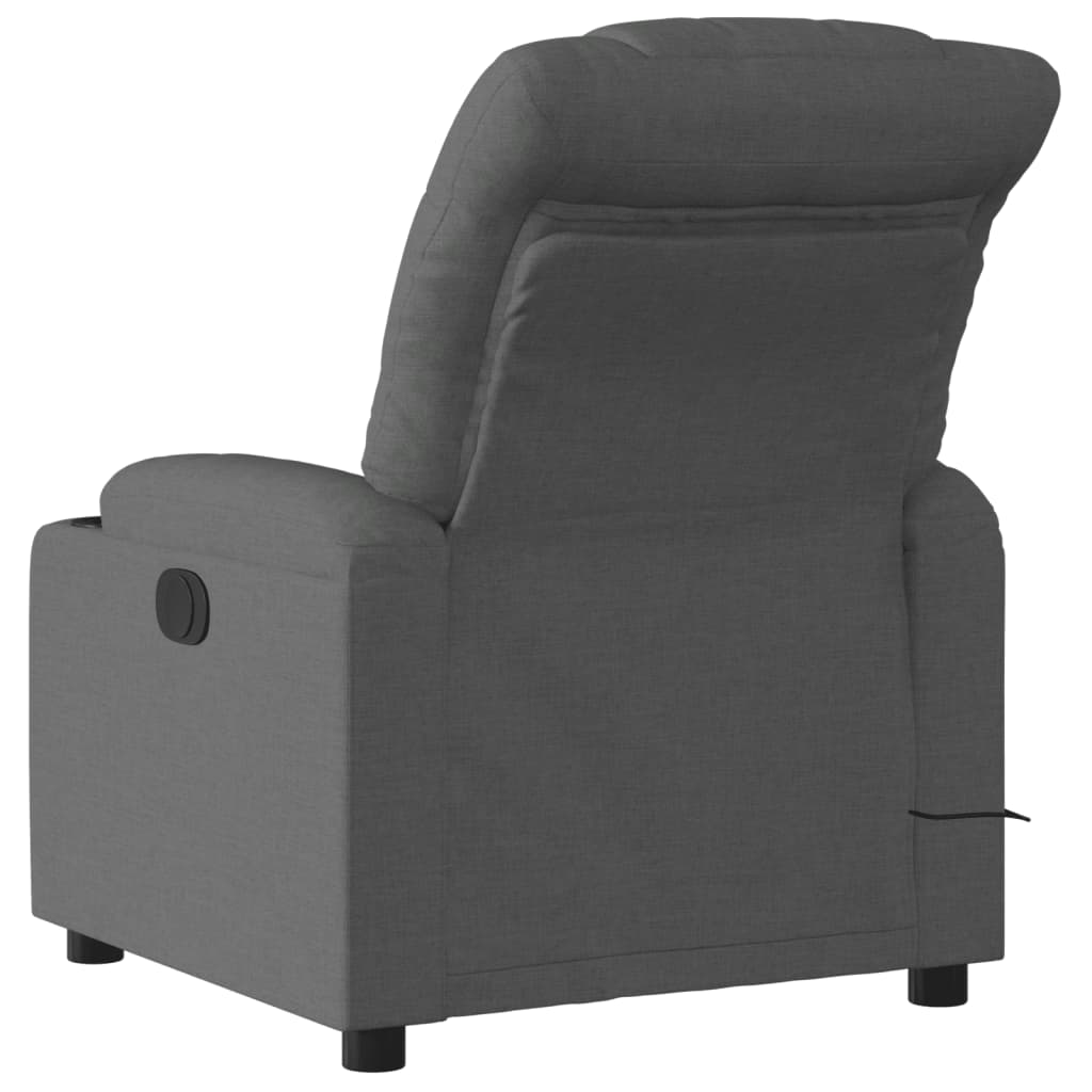 vidaXL Fotoliu electric de masaj rabatabil, gri închis, textil