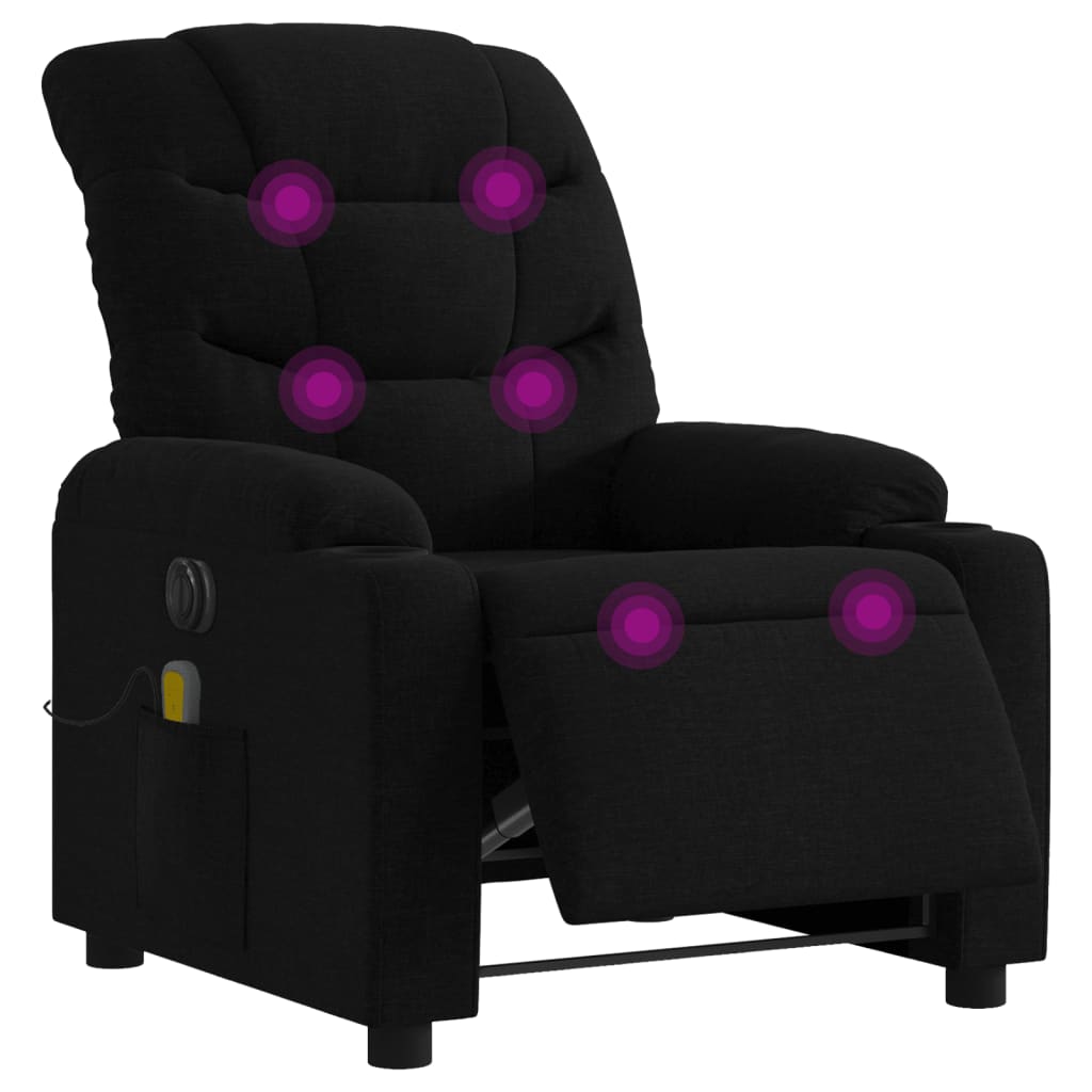 vidaXL Fotoliu electric de masaj rabatabil, negru, textil vidaXL Fotoliu electric de masaj rabatabil, negru, textil