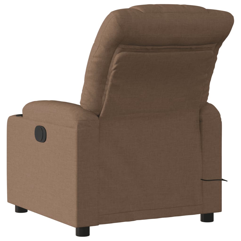 vidaXL Fotoliu electric de masaj rabatabil, maro, textil