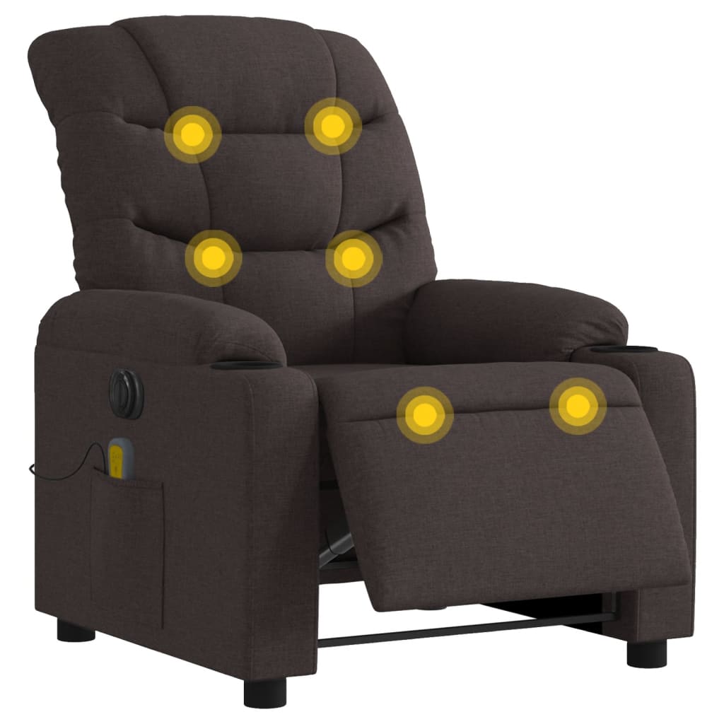 vidaXL Fotoliu electric de masaj rabatabil, maro închis, textil