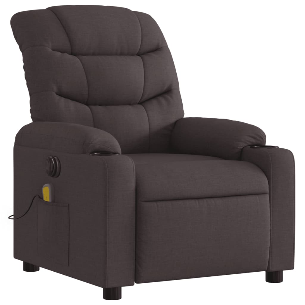 vidaXL Fotoliu electric de masaj rabatabil, maro închis, textil