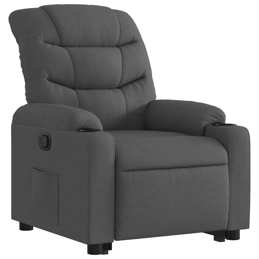 vidaXL Fotoliu rabatabil cu ridicare pe verticală, gri închis, textil