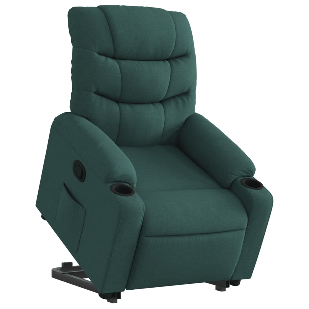 vidaXL Fotoliu rabatabil ridicare pe verticală, verde închis, textil vidaXL Fotoliu rabatabil ridicare pe verticală, verde închis, textil