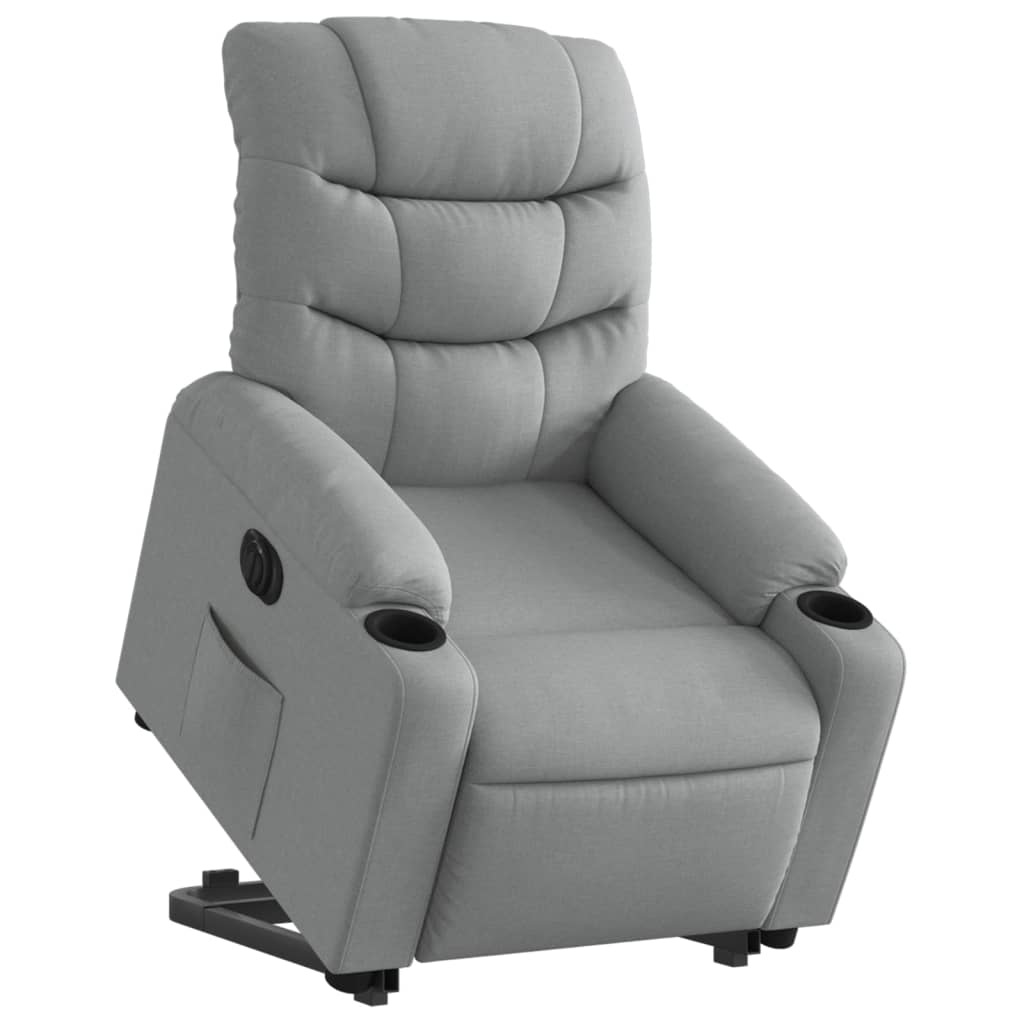 vidaXL Fotoliu electric rabatabil cu ridicare, gri deschis, textil