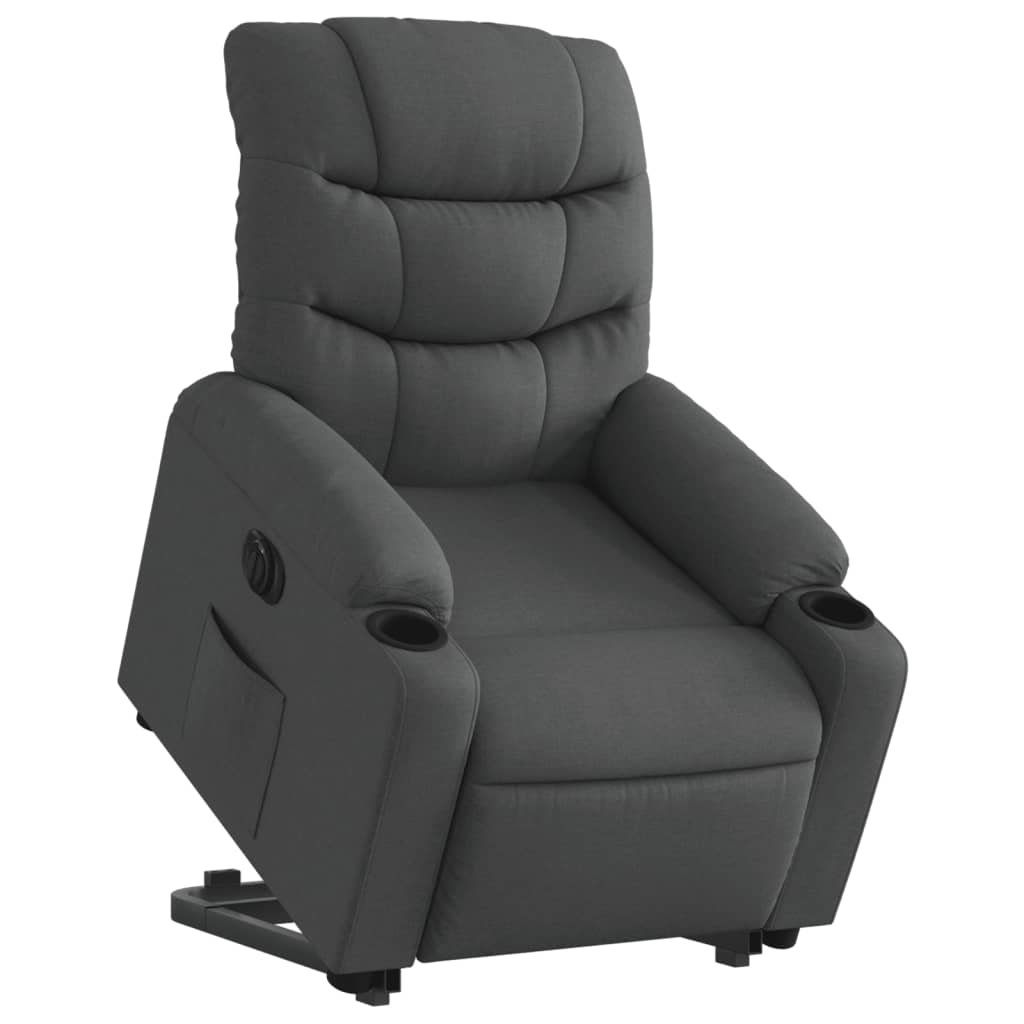 vidaXL Fotoliu electric rabatabil cu ridicare, gri închis, textil