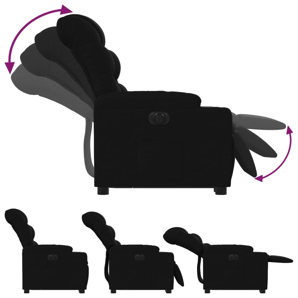 vidaXL Fotoliu electric rabatabil cu ridicare, negru, textil