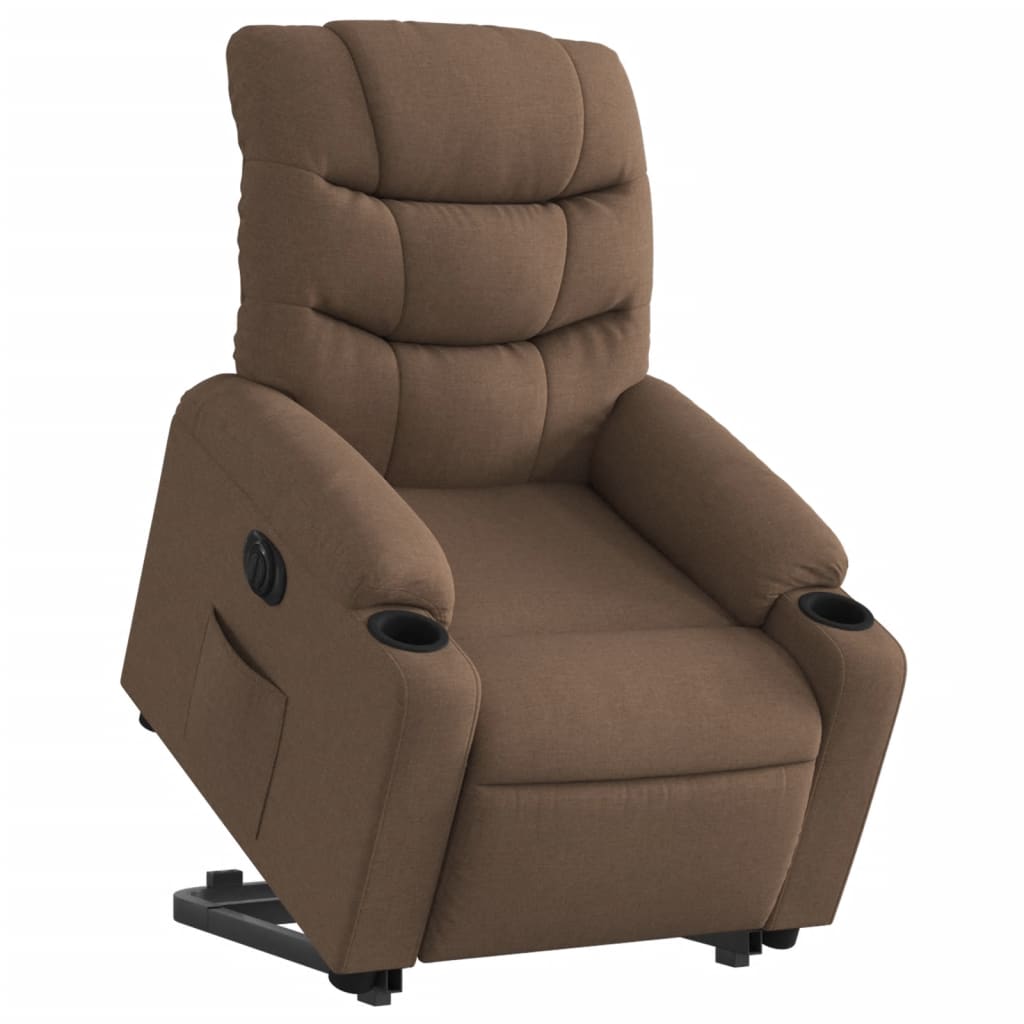 vidaXL Fotoliu electric rabatabil cu ridicare, maro, textil