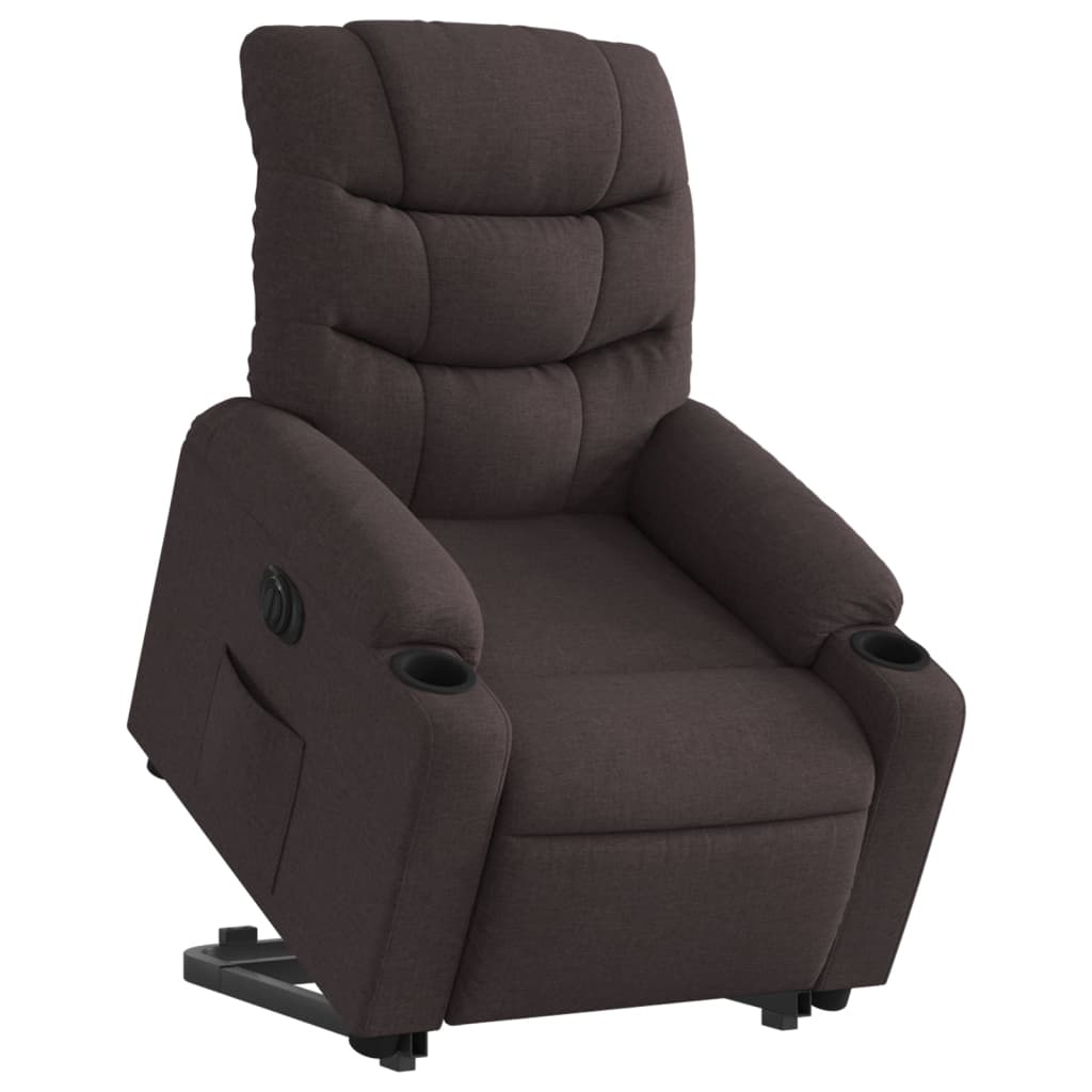 vidaXL Fotoliu electric rabatabil cu ridicare, maro închis, textil