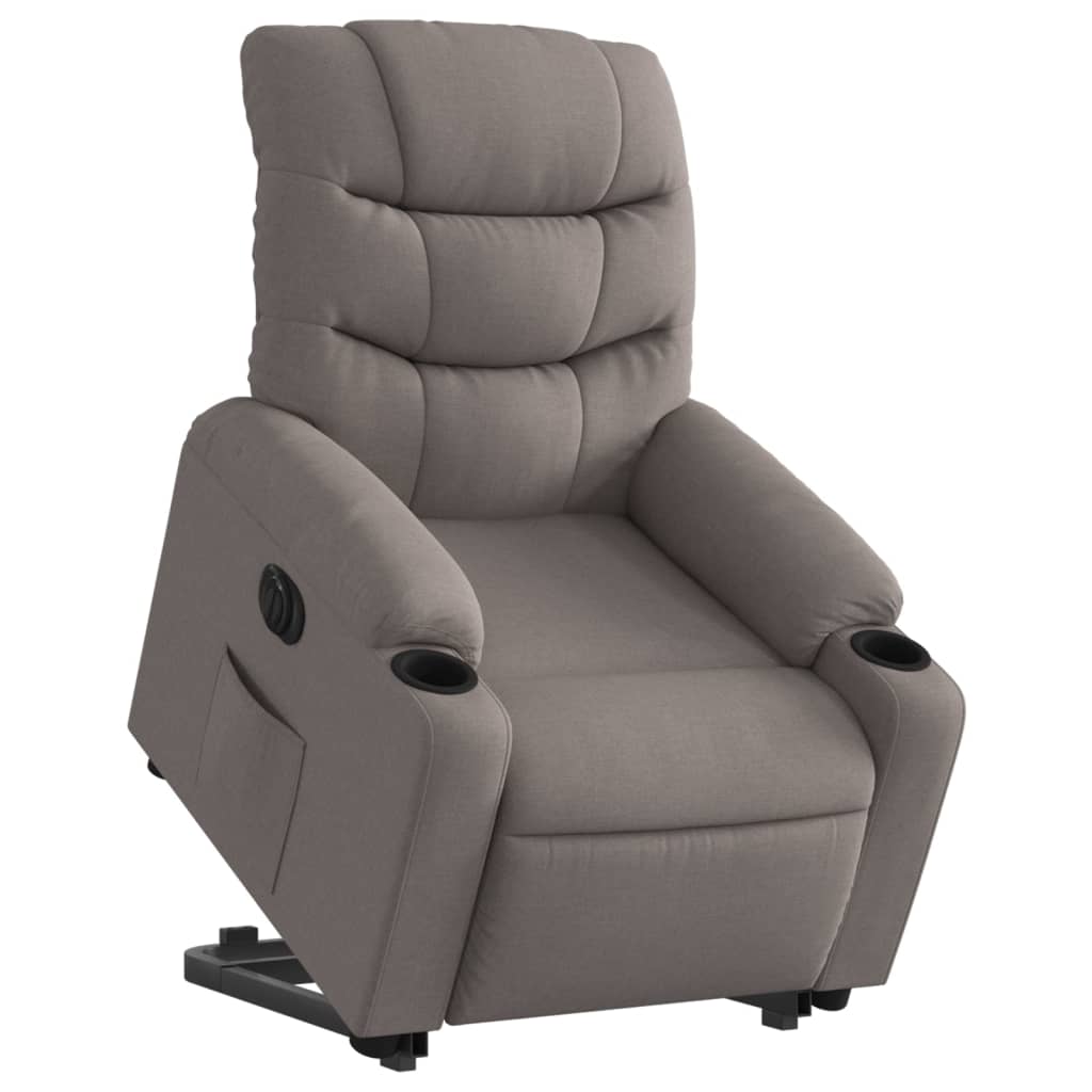 vidaXL Fotoliu electric rabatabil cu ridicare, gri taupe, textil