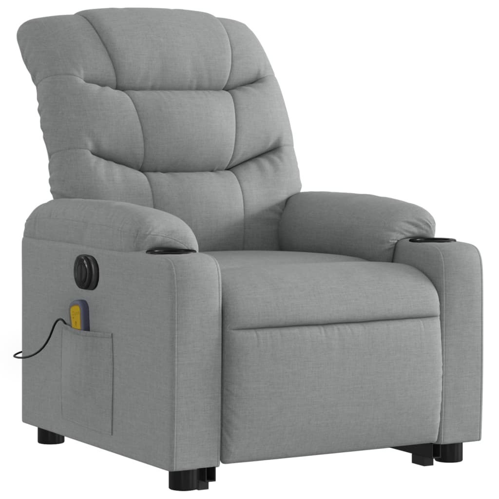 vidaXL Fotoliu electric masaj rabatabil cu ridicare, gri închis textil
