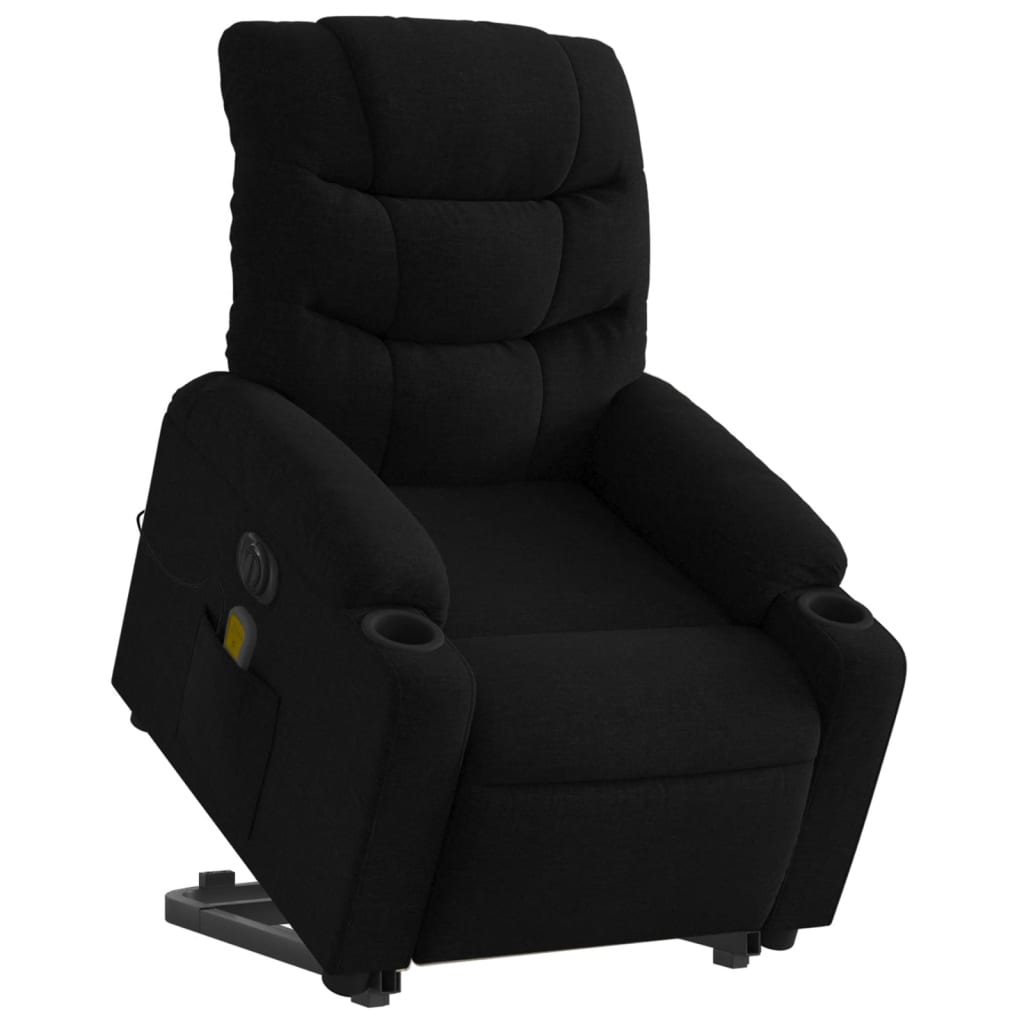 vidaXL Fotoliu electric de masaj rabatabil cu ridicare, negru, textil