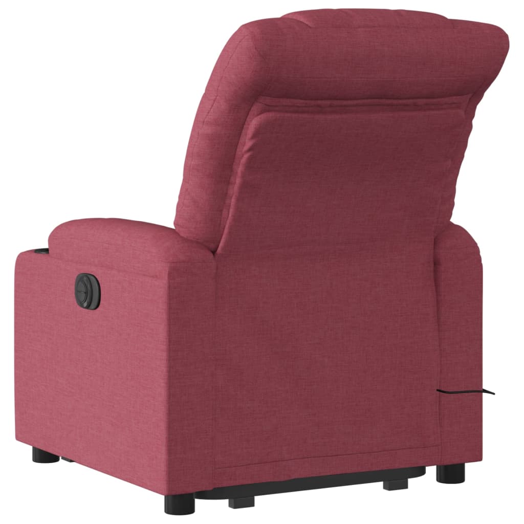 vidaXL Fotoliu de masaj electric rabatabil cu ridicare roșu vin textil