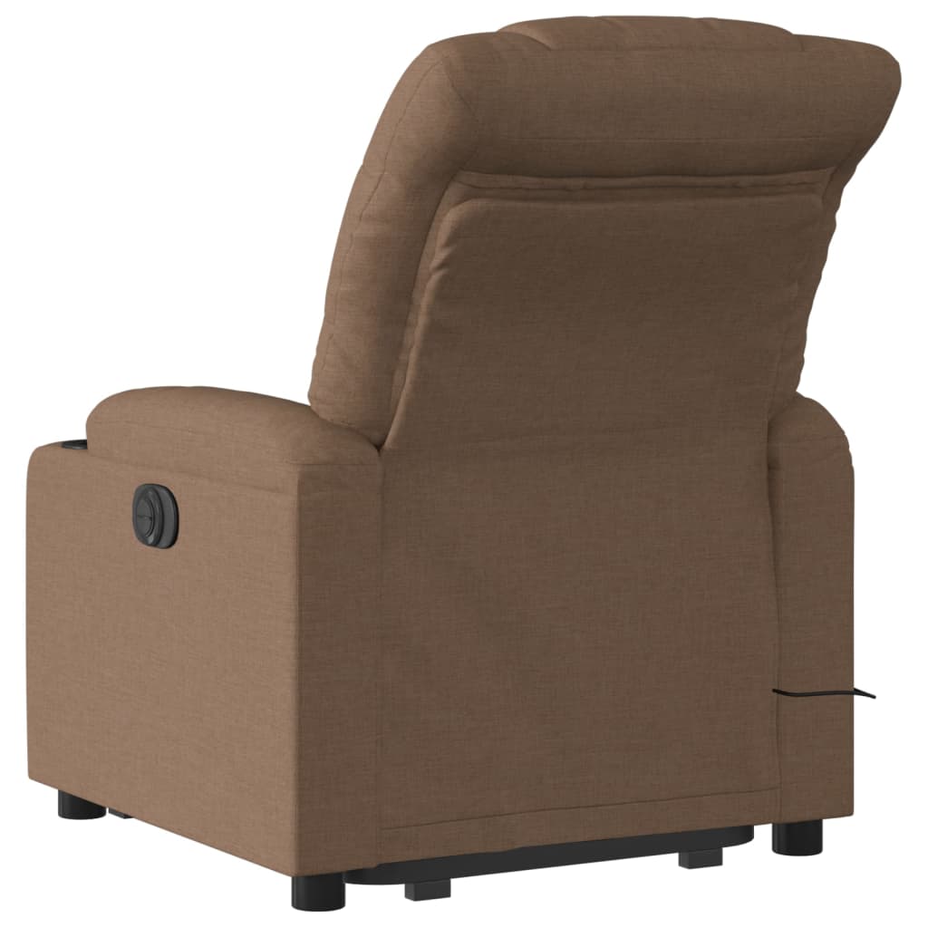 vidaXL Fotoliu electric de masaj rabatabil cu ridicare, maro, textil vidaXL Fotoliu electric de masaj rabatabil cu ridicare, maro, textil