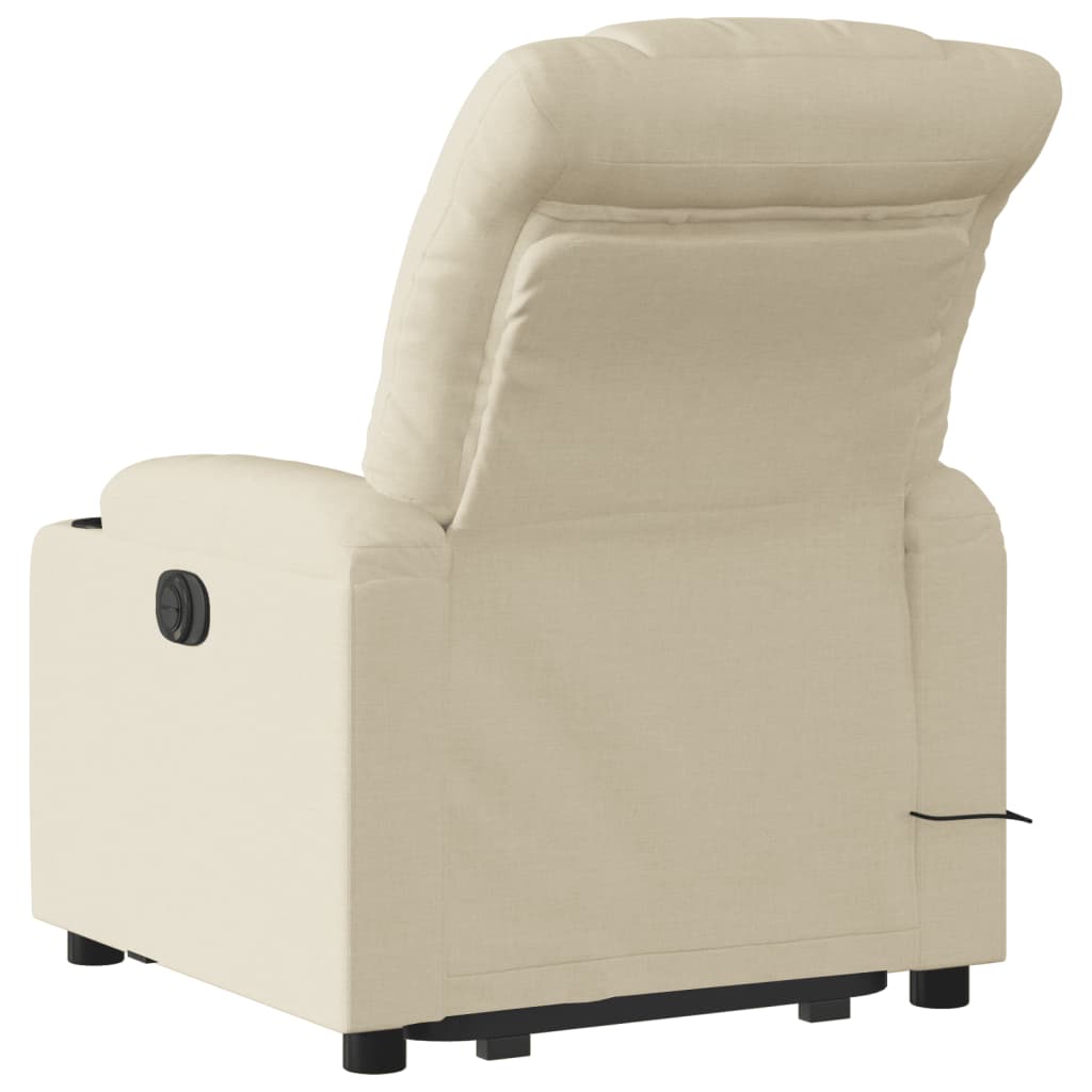 vidaXL Fotoliu electric de masaj rabatabil cu ridicare, crem, textil vidaXL Fotoliu electric de masaj rabatabil cu ridicare, crem, textil