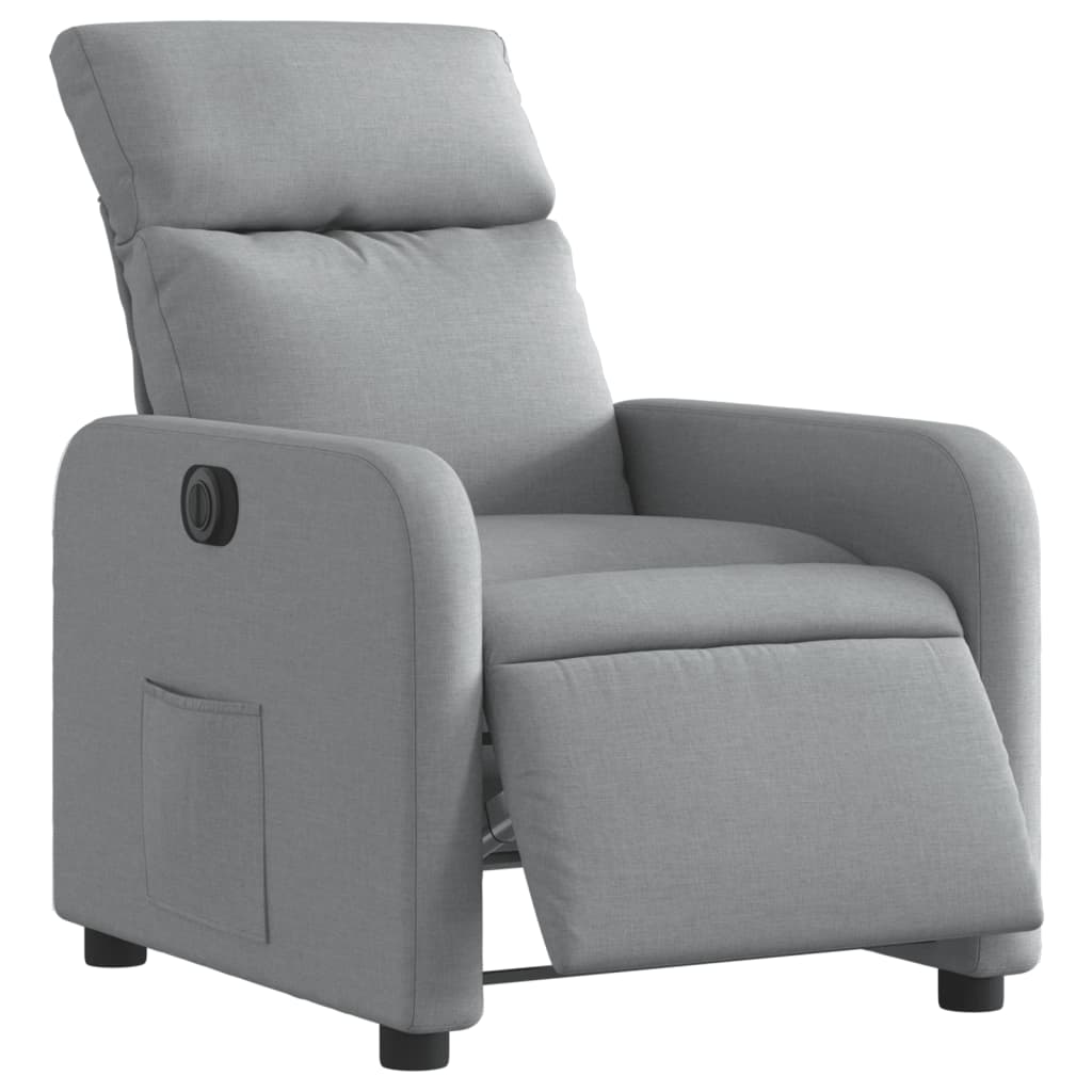 vidaXL Fotoliu rabatabil electric, gri deschis, textil