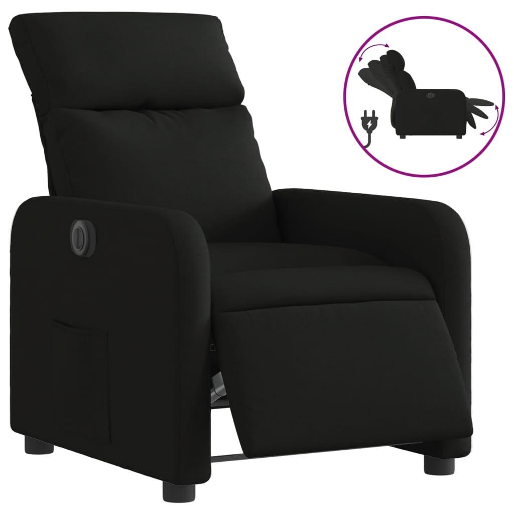 vidaXL Fotoliu rabatabil electric, negru, material textil