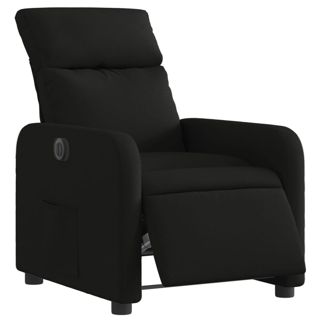 vidaXL Fotoliu rabatabil electric, negru, material textil