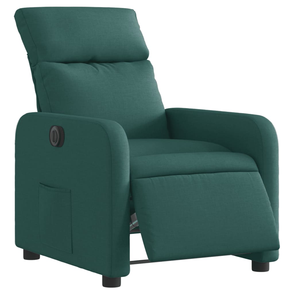 vidaXL Fotoliu rabatabil electric, verde închis, material textil vidaXL Fotoliu rabatabil electric, verde închis, material textil