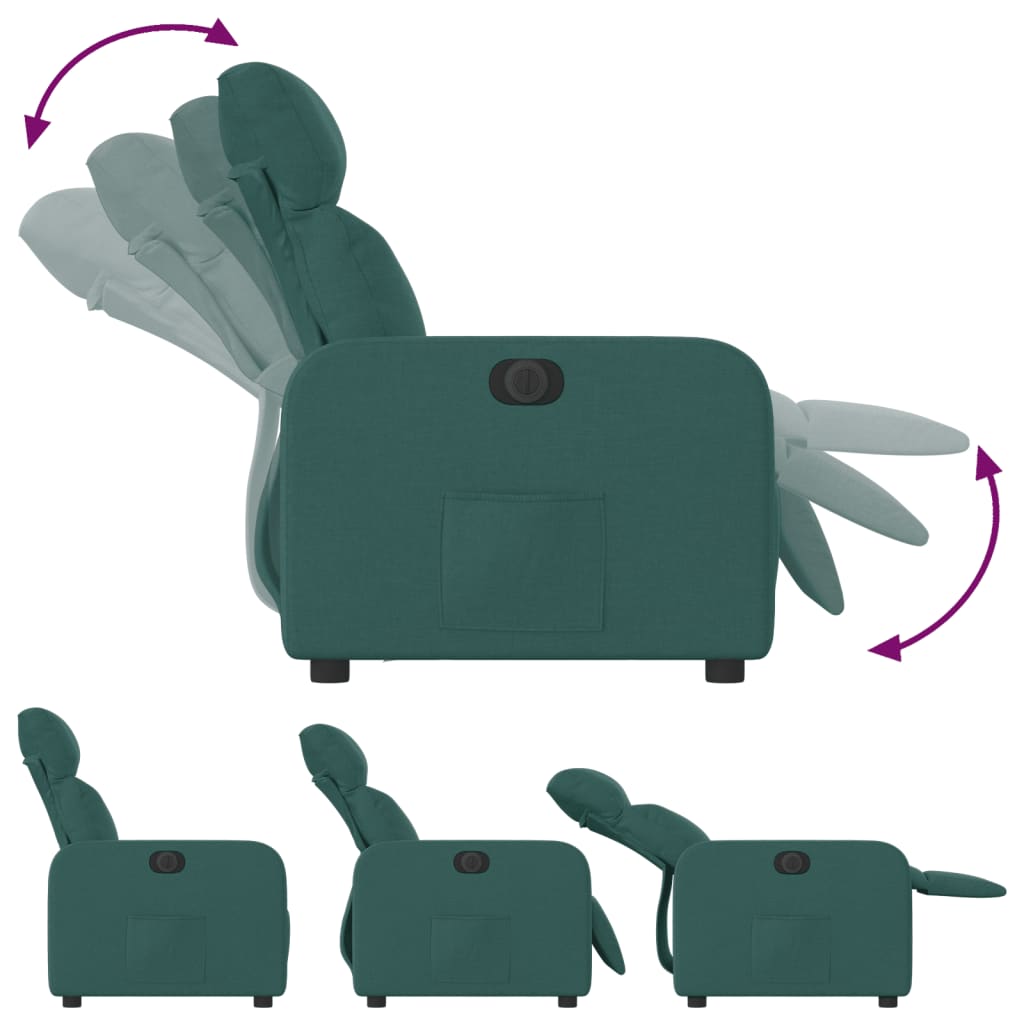 vidaXL Fotoliu rabatabil electric, verde închis, material textil vidaXL Fotoliu rabatabil electric, verde închis, material textil