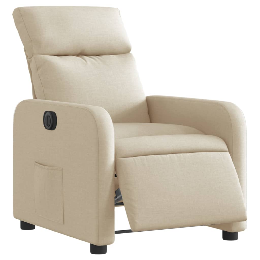 vidaXL Fotoliu rabatabil electric, crem, material textil