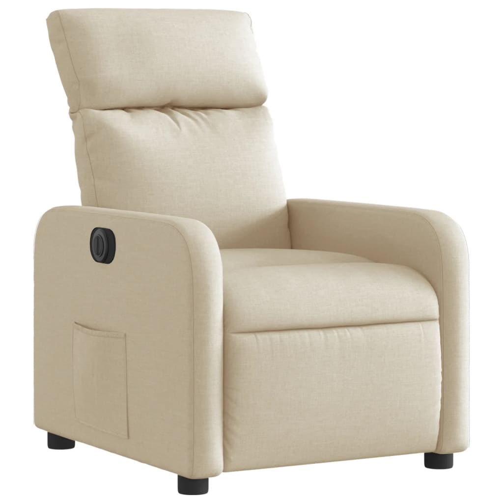 vidaXL Fotoliu rabatabil electric, crem, material textil