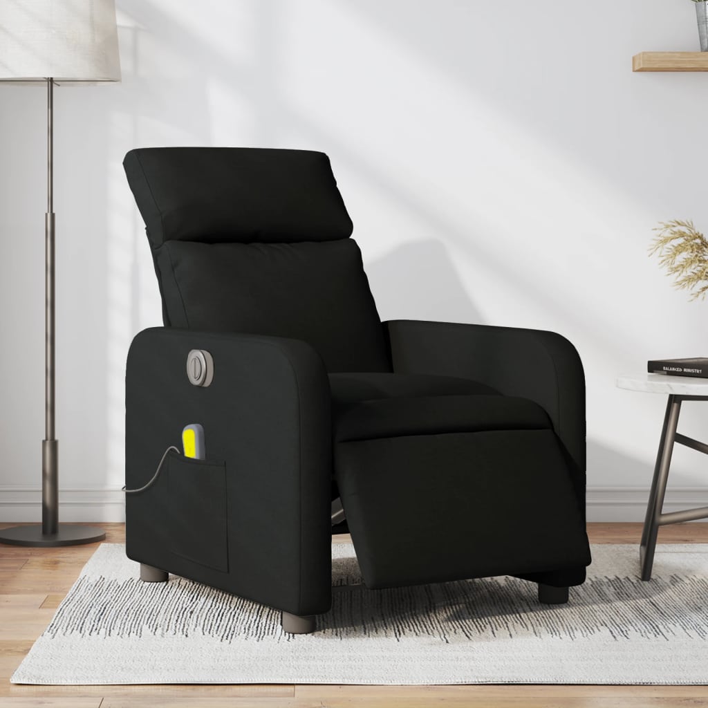 vidaXL Fotoliu electric de masaj rabatabil, negru, textil vidaXL Fotoliu electric de masaj rabatabil, negru, textil