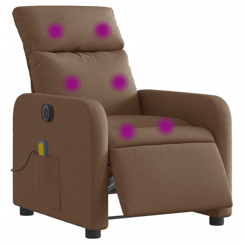 vidaXL Fotoliu electric de masaj rabatabil, maro, textil