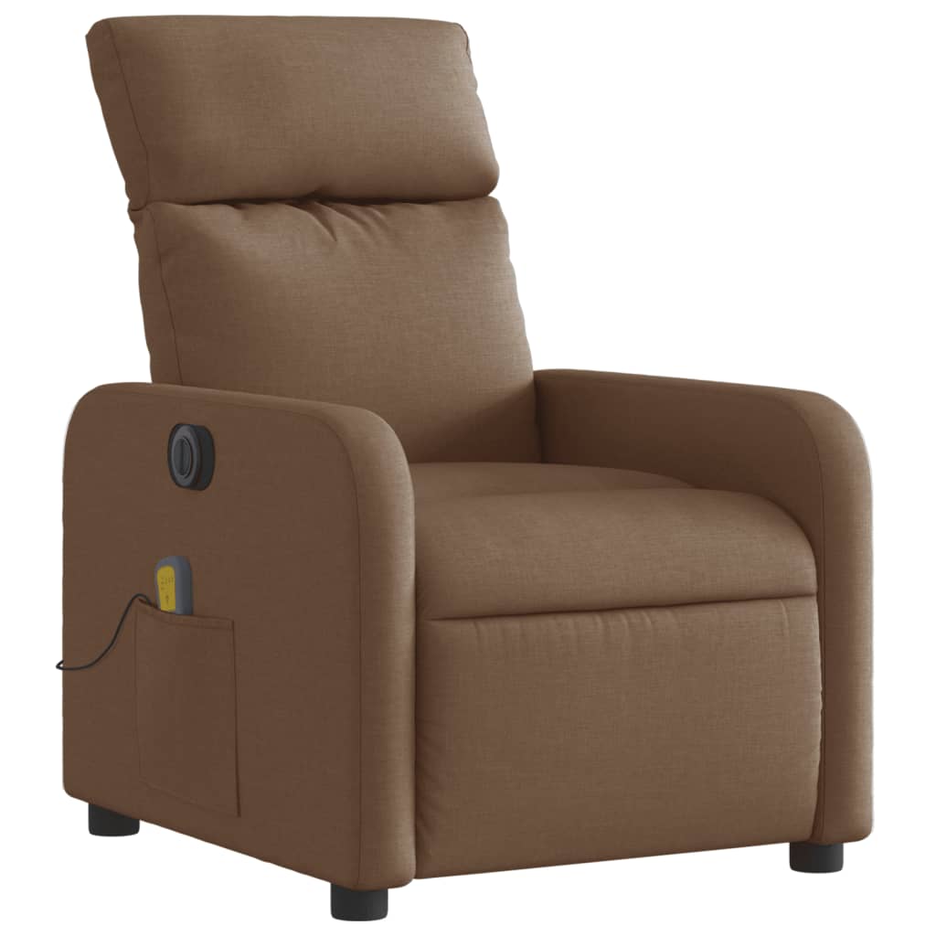 vidaXL Fotoliu electric de masaj rabatabil, maro, textil