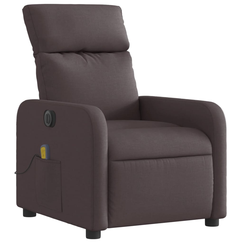 vidaXL Fotoliu electric de masaj rabatabil, maro închis, textil