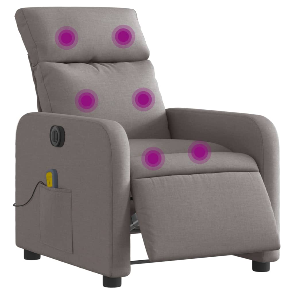 vidaXL Fotoliu electric de masaj rabatabil, gri taupe, textil