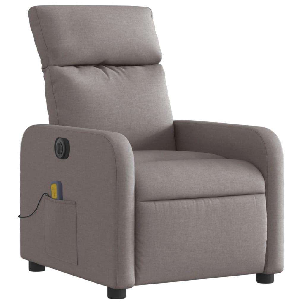 vidaXL Fotoliu electric de masaj rabatabil, gri taupe, textil