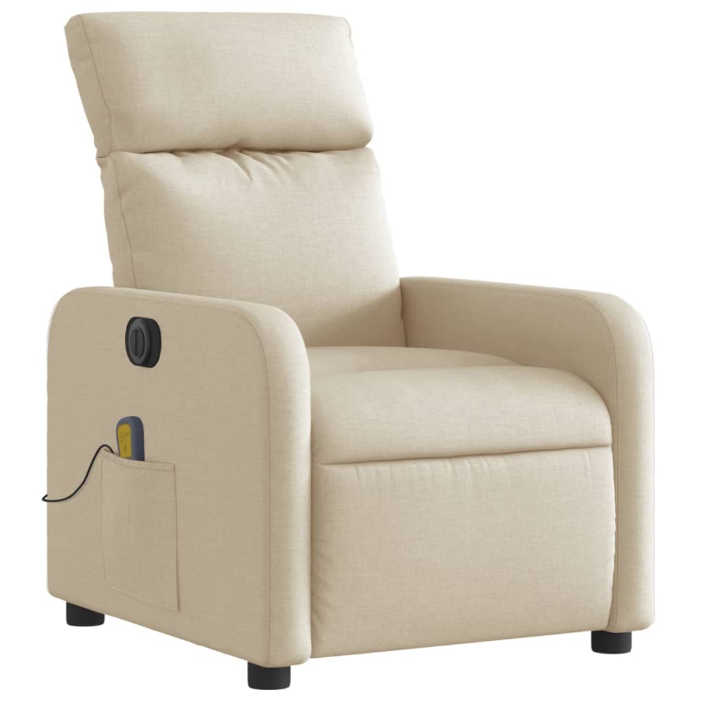 vidaXL Fotoliu electric de masaj rabatabil, crem, textil