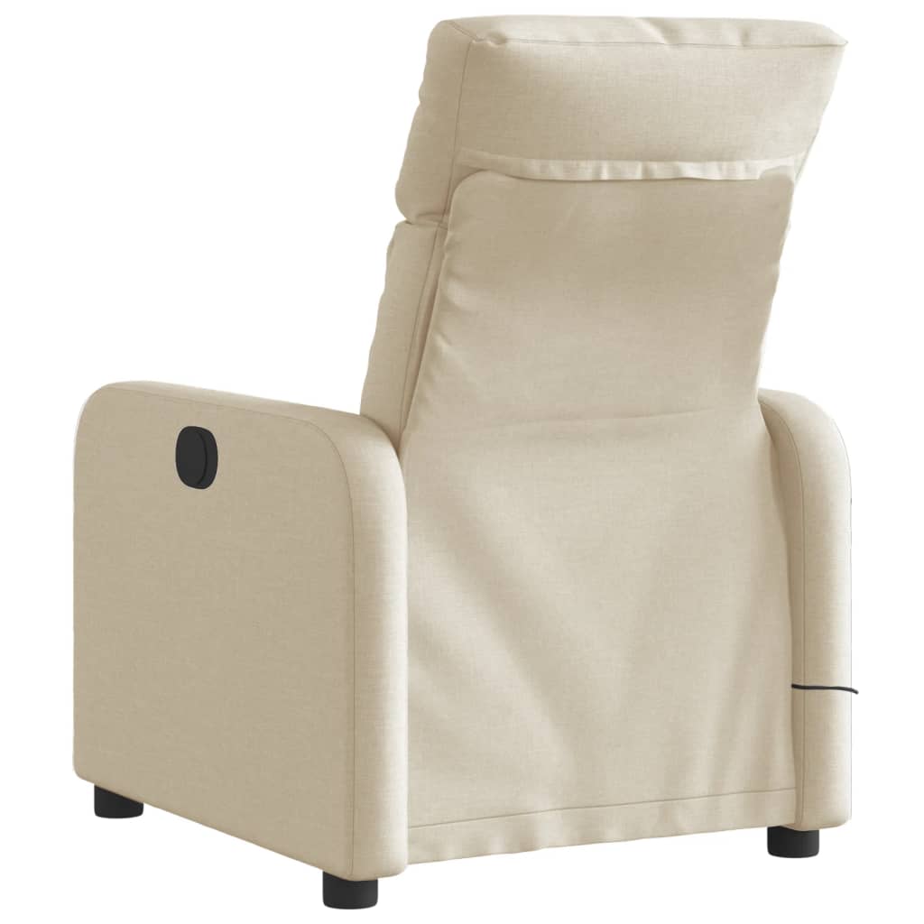 vidaXL Fotoliu electric de masaj rabatabil, crem, textil