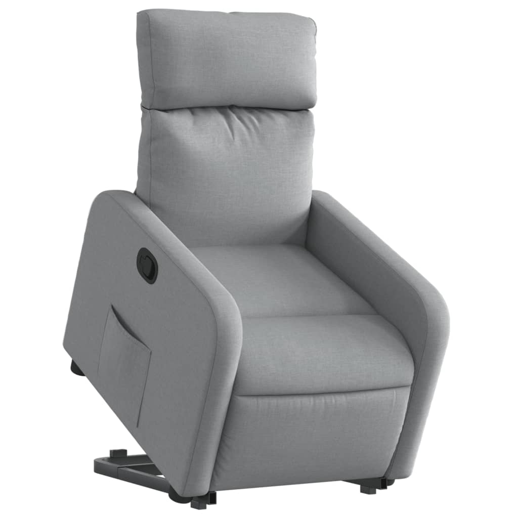vidaXL Fotoliu rabatabil cu ridicare, gri deschis, material textil