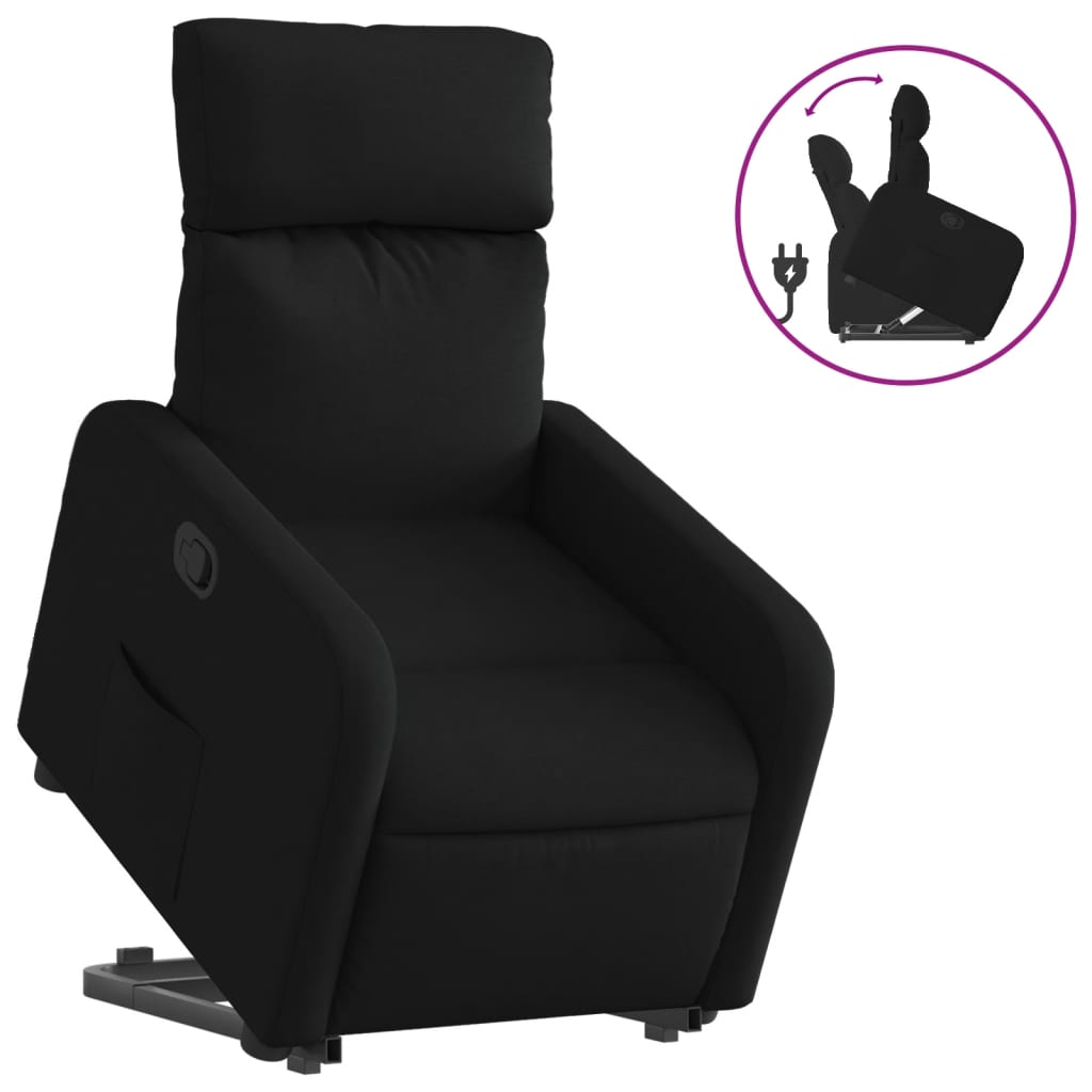 vidaXL Fotoliu rabatabil cu ridicare pe verticală, negru, textil