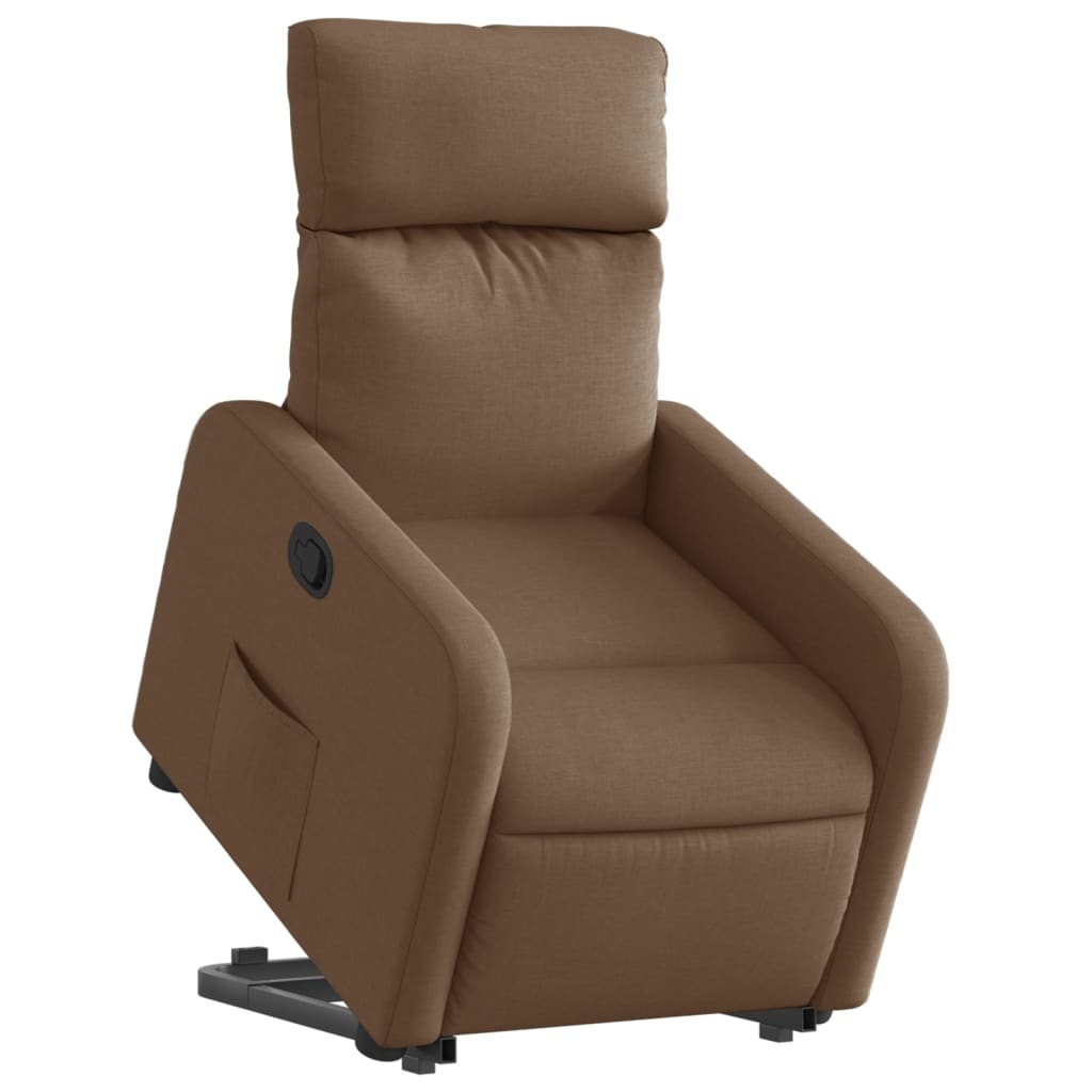 vidaXL Fotoliu rabatabil cu ridicare pe verticală, maro, textil