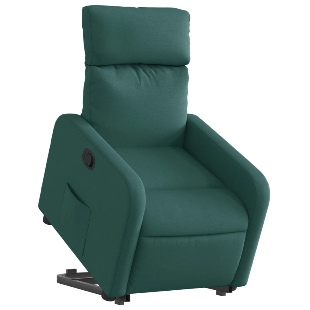 vidaXL Fotoliu rabatabil ridicare pe verticală, verde închis, textil vidaXL Fotoliu rabatabil ridicare pe verticală, verde închis, textil