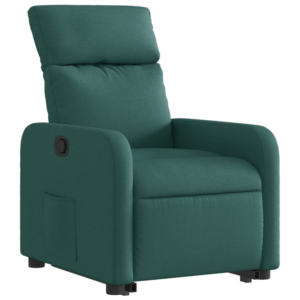 vidaXL Fotoliu rabatabil ridicare pe verticală, verde închis, textil vidaXL Fotoliu rabatabil ridicare pe verticală, verde închis, textil