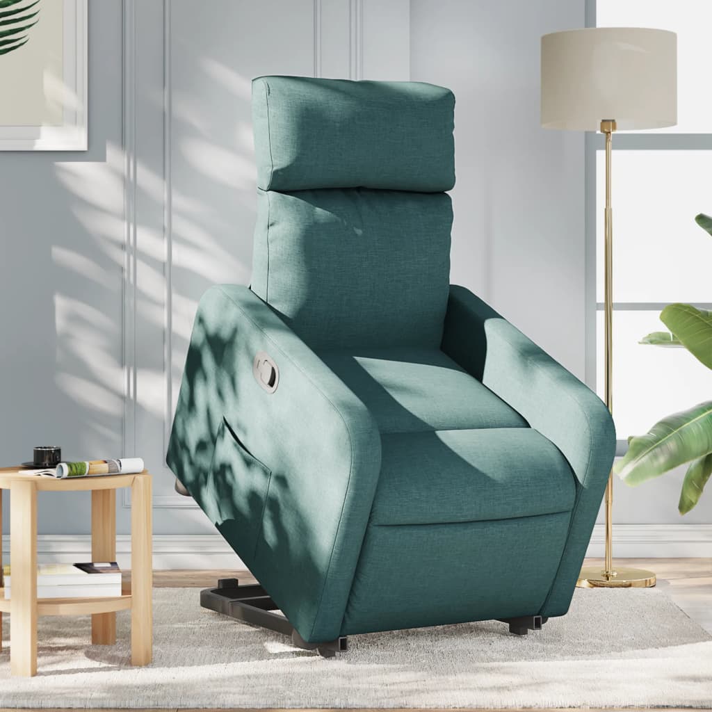 vidaXL Fotoliu rabatabil ridicare pe verticală, verde închis, textil vidaXL Fotoliu rabatabil ridicare pe verticală, verde închis, textil