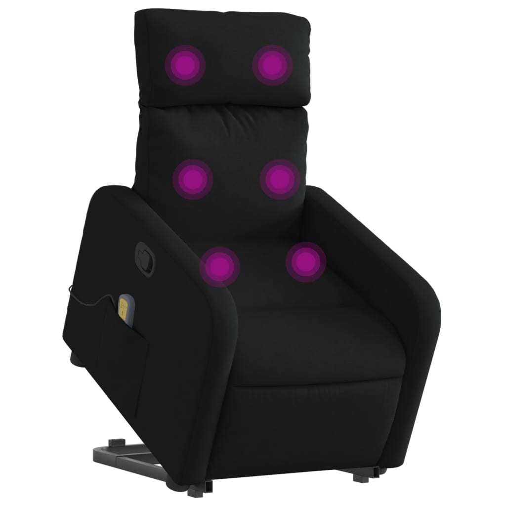 vidaXL Fotoliu rabatabil de masaj, cu ridicare, negru, material textil