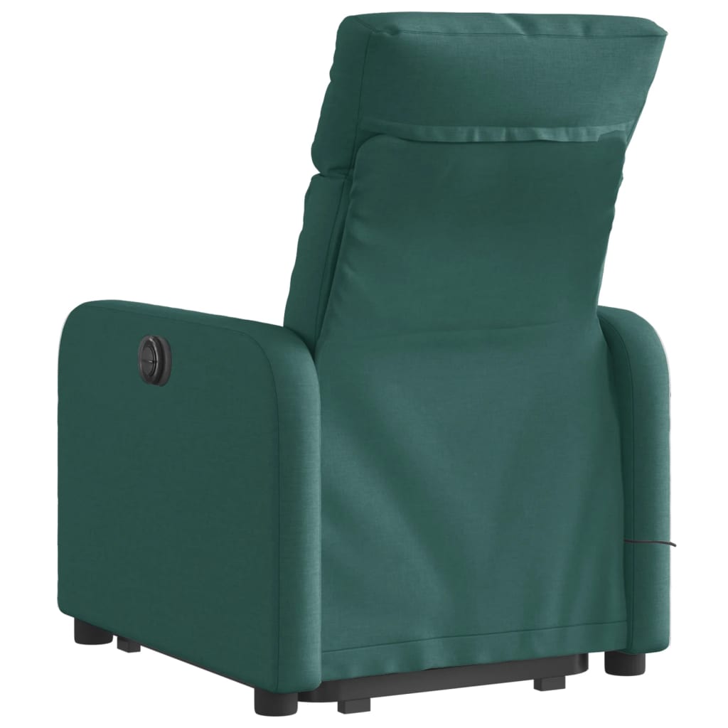 vidaXL Fotoliu rabatabil de masaj, cu ridicare, verde închis, textil
