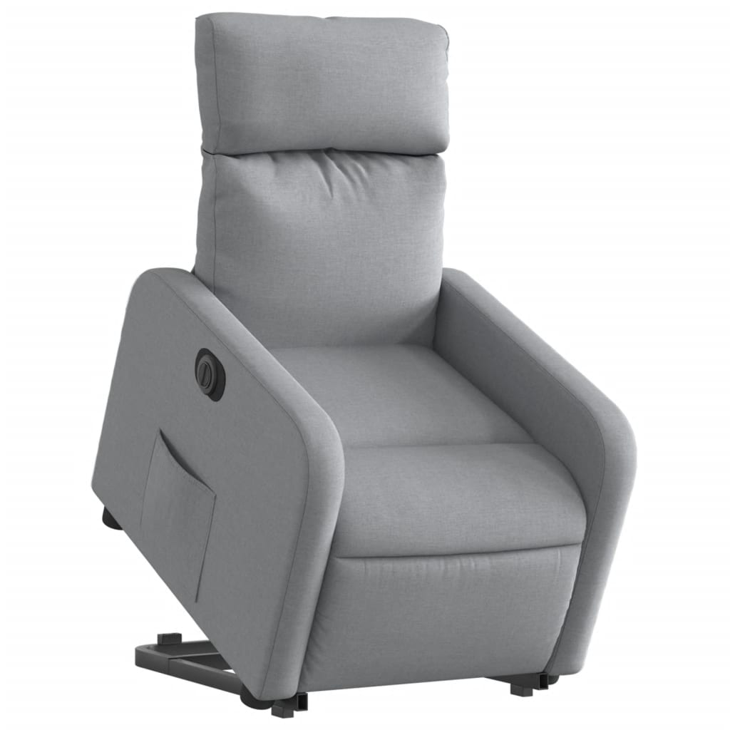 vidaXL Fotoliu electric rabatabil cu ridicare, gri deschis, textil