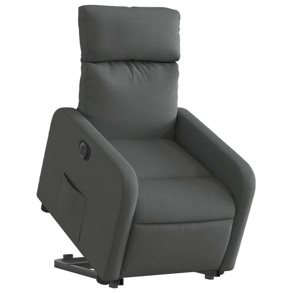 vidaXL Fotoliu electric rabatabil cu ridicare, gri închis, textil