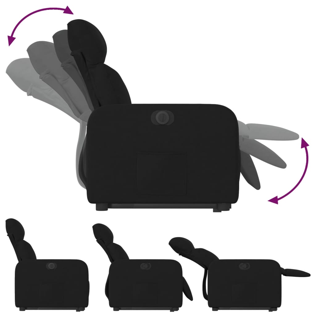 vidaXL Fotoliu electric rabatabil cu ridicare, negru, textil