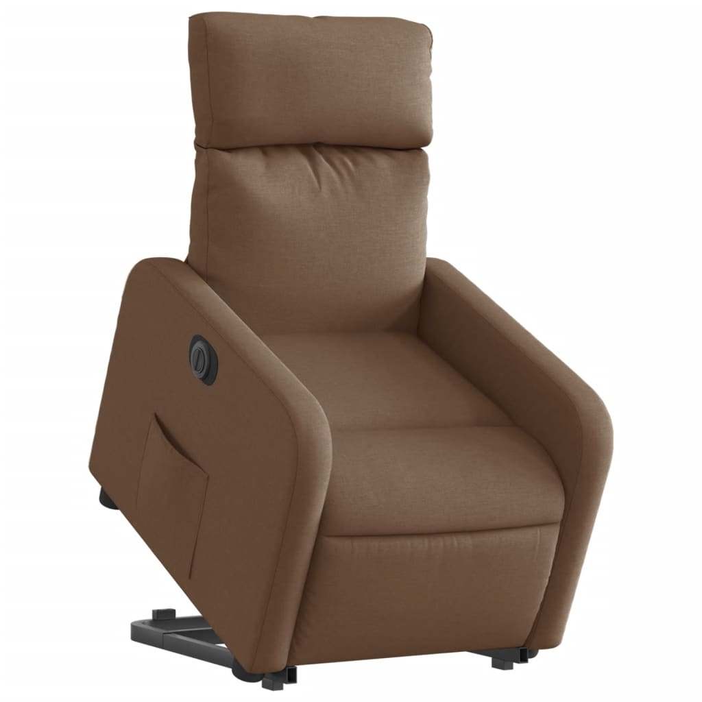 vidaXL Fotoliu electric rabatabil cu ridicare, maro, textil