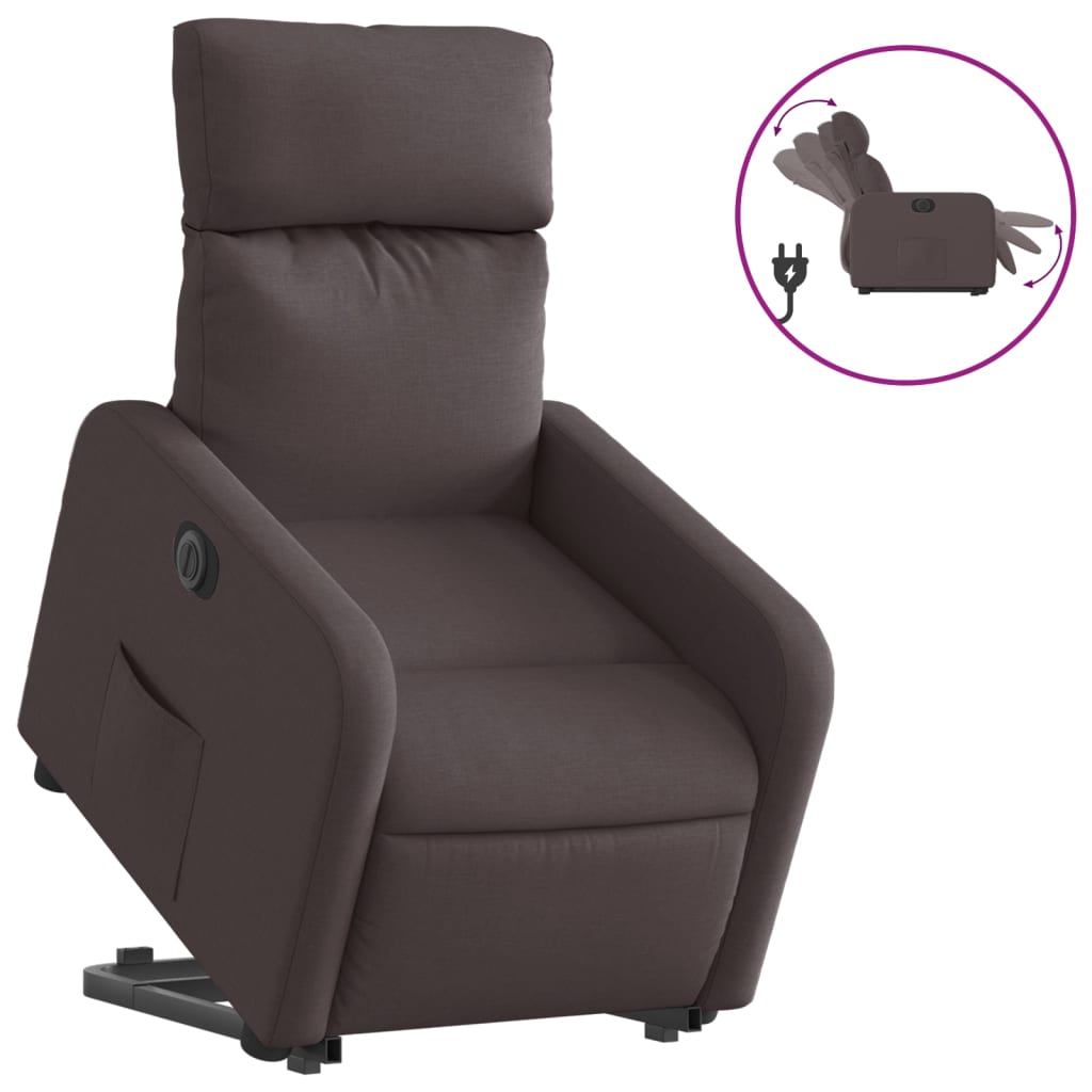 vidaXL Fotoliu electric rabatabil cu ridicare, maro închis, textil