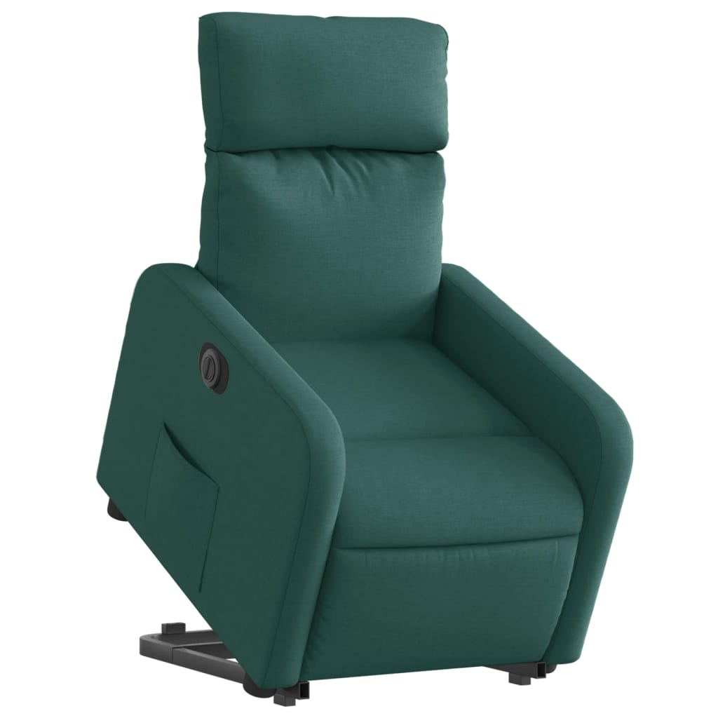 vidaXL Fotoliu electric rabatabil cu ridicare, verde închis, textil