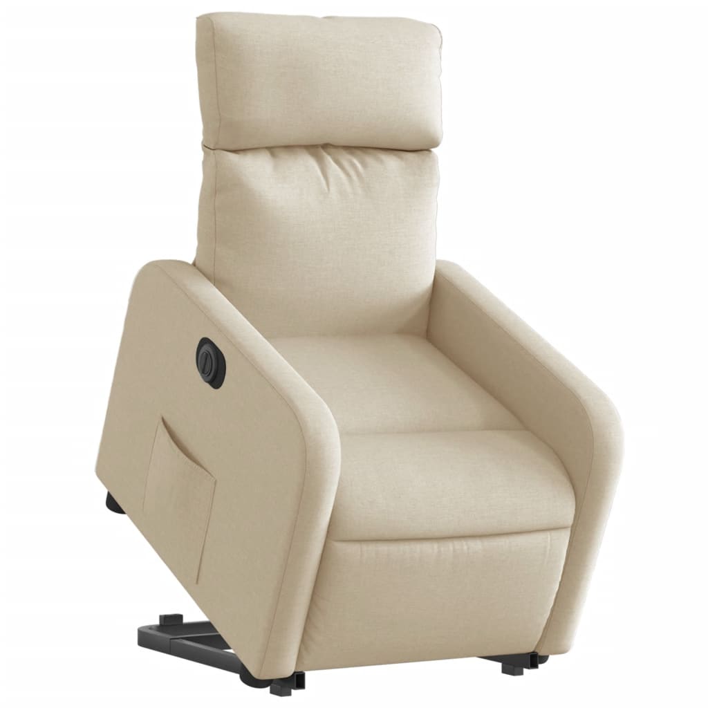 vidaXL Fotoliu electric rabatabil cu ridicare, crem, textil