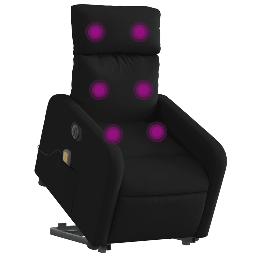 vidaXL Fotoliu electric de masaj rabatabil cu ridicare, negru, textil